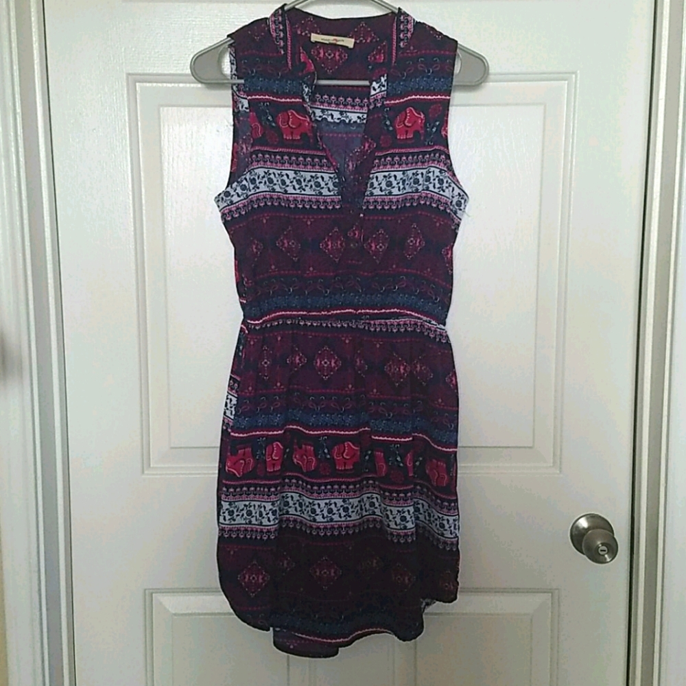 Wishful Park Sleeveless Dress with Elephant and Deco Print Size M